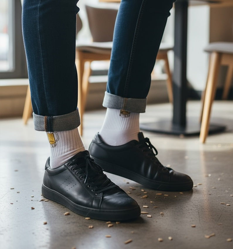 LaraLara beer-inspired graphic crew socks